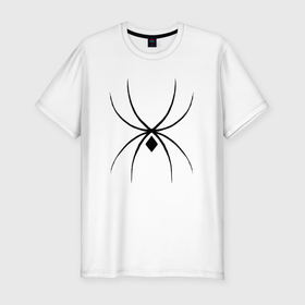 Мужская футболка хлопок Slim с принтом Черный паук минимал в Тюмени, 92% хлопок, 8% лайкра | приталенный силуэт, круглый вырез ворота, длина до линии бедра, короткий рукав | Тематика изображения на принте: 