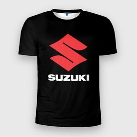 Мужская футболка 3D Slim с принтом Suzuki sport brend в Белгороде, 100% полиэстер с улучшенными характеристиками | приталенный силуэт, круглая горловина, широкие плечи, сужается к линии бедра | Тематика изображения на принте: 