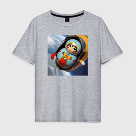 Мужская футболка хлопок Oversize с принтом Матрешка астронавт , 100% хлопок | свободный крой, круглый ворот, “спинка” длиннее передней части | 