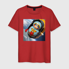 Мужская футболка хлопок с принтом Матрешка астронавт в Санкт-Петербурге, 100% хлопок | прямой крой, круглый вырез горловины, длина до линии бедер, слегка спущенное плечо. | 