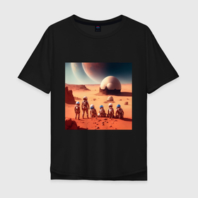 Мужская футболка хлопок Oversize с принтом Вечер на марсе в Тюмени, 100% хлопок | свободный крой, круглый ворот, “спинка” длиннее передней части | 