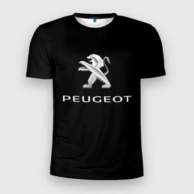 Мужская футболка 3D Slim с принтом Peugeot sport car в Екатеринбурге, 100% полиэстер с улучшенными характеристиками | приталенный силуэт, круглая горловина, широкие плечи, сужается к линии бедра | 
