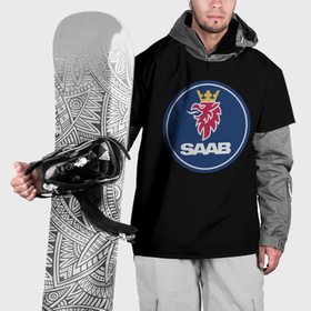 Накидка на куртку 3D с принтом Saab sport auto car , 100% полиэстер |  | Тематика изображения на принте: 