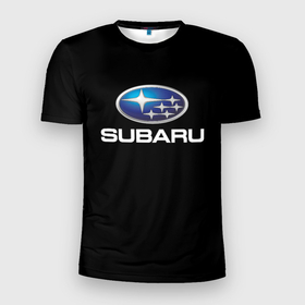 Мужская футболка 3D Slim с принтом Subaru sport auto car в Тюмени, 100% полиэстер с улучшенными характеристиками | приталенный силуэт, круглая горловина, широкие плечи, сужается к линии бедра | 