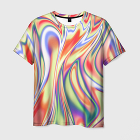 Мужская футболка 3D с принтом Размытые краски абстракция в Тюмени, 100% полиэфир | прямой крой, круглый вырез горловины, длина до линии бедер | 