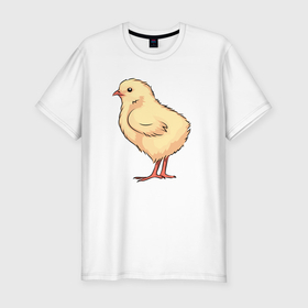 Мужская футболка хлопок Slim с принтом Красивый цыплёнок в Екатеринбурге, 92% хлопок, 8% лайкра | приталенный силуэт, круглый вырез ворота, длина до линии бедра, короткий рукав | 