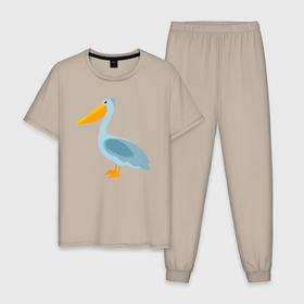 Мужская пижама хлопок с принтом Пеликан в Белгороде, 100% хлопок | брюки и футболка прямого кроя, без карманов, на брюках мягкая резинка на поясе и по низу штанин
 | 