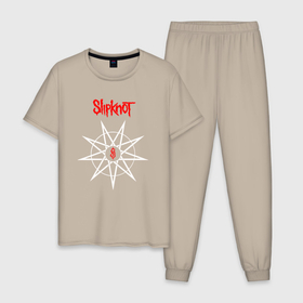 Мужская пижама хлопок с принтом Slipknot  ню метал в Белгороде, 100% хлопок | брюки и футболка прямого кроя, без карманов, на брюках мягкая резинка на поясе и по низу штанин
 | 