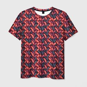 Мужская футболка 3D с принтом Вязание текстура , 100% полиэфир | прямой крой, круглый вырез горловины, длина до линии бедер | 