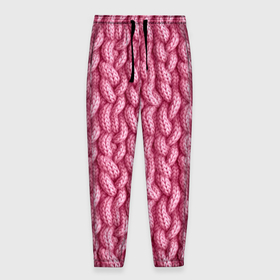 Мужские брюки 3D с принтом Розовая  пряжа в Тюмени, 100% полиэстер | манжеты по низу, эластичный пояс регулируется шнурком, по бокам два кармана без застежек, внутренняя часть кармана из мелкой сетки | 