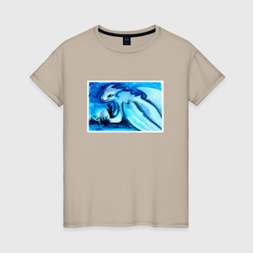 Женская футболка хлопок с принтом Милый дракон символ года в Екатеринбурге, 100% хлопок | прямой крой, круглый вырез горловины, длина до линии бедер, слегка спущенное плечо | 