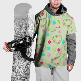 Накидка на куртку 3D с принтом Цветы и веточки    венок , 100% полиэстер |  | 