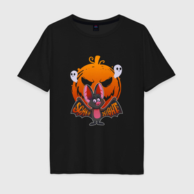Мужская футболка хлопок Oversize с принтом Хэллоуин мышка в Белгороде, 100% хлопок | свободный крой, круглый ворот, “спинка” длиннее передней части | Тематика изображения на принте: 