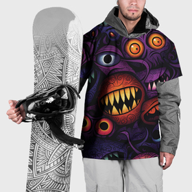 Накидка на куртку 3D с принтом Хэллоуинские зубастики в Кировске, 100% полиэстер |  | Тематика изображения на принте: 