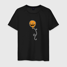 Мужская футболка хлопок с принтом Хэллоуин шарики и приведение в Екатеринбурге, 100% хлопок | прямой крой, круглый вырез горловины, длина до линии бедер, слегка спущенное плечо. | 