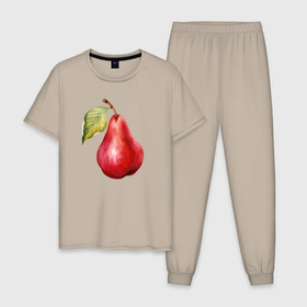 Мужская пижама хлопок с принтом Красная груша в Екатеринбурге, 100% хлопок | брюки и футболка прямого кроя, без карманов, на брюках мягкая резинка на поясе и по низу штанин
 | 