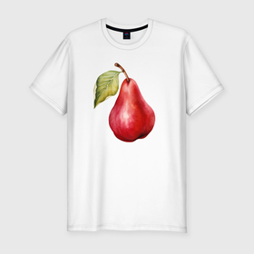 Мужская футболка хлопок Slim с принтом Красная груша в Екатеринбурге, 92% хлопок, 8% лайкра | приталенный силуэт, круглый вырез ворота, длина до линии бедра, короткий рукав | 