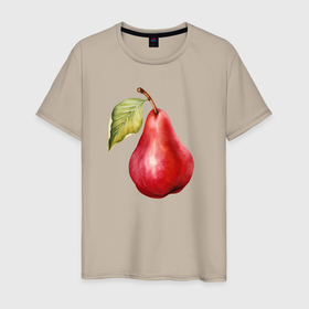 Мужская футболка хлопок с принтом Красная груша в Екатеринбурге, 100% хлопок | прямой крой, круглый вырез горловины, длина до линии бедер, слегка спущенное плечо. | 