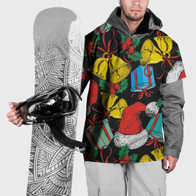 Накидка на куртку 3D с принтом Узор с рождественскими колокольчиками в Екатеринбурге, 100% полиэстер |  | 