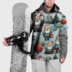 Накидка на куртку 3D с принтом Рождественский узор с Санта Клаусами в Екатеринбурге, 100% полиэстер |  | 