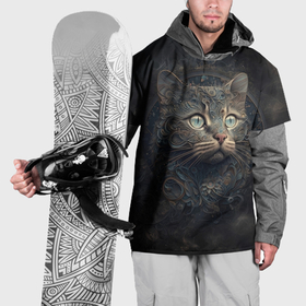 Накидка на куртку 3D с принтом Узорчатый  кот в Санкт-Петербурге, 100% полиэстер |  | 