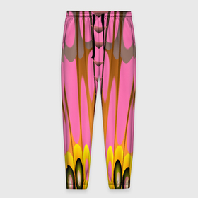 Мужские брюки 3D с принтом Розовый бабочкин мотив в Тюмени, 100% полиэстер | манжеты по низу, эластичный пояс регулируется шнурком, по бокам два кармана без застежек, внутренняя часть кармана из мелкой сетки | 