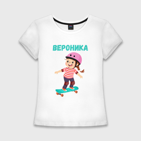 Женская футболка хлопок Slim с принтом Вероника   девочка на скейте в городе Новоалтайск,  |  | 