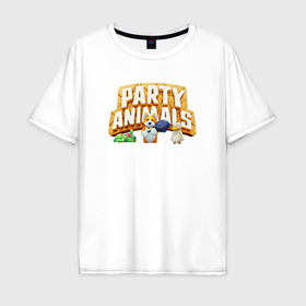 Мужская футболка хлопок Oversize с принтом Party Animals в Петрозаводске, 100% хлопок | свободный крой, круглый ворот, “спинка” длиннее передней части | Тематика изображения на принте: 