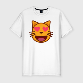 Мужская футболка хлопок Slim с принтом Оранжевый котик влюблён в Курске, 92% хлопок, 8% лайкра | приталенный силуэт, круглый вырез ворота, длина до линии бедра, короткий рукав | 