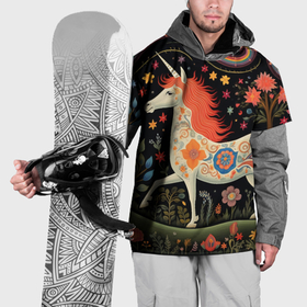 Накидка на куртку 3D с принтом Единорог, фолк арт в Санкт-Петербурге, 100% полиэстер |  | 