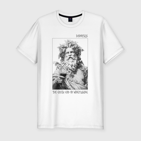 Мужская футболка хлопок Slim с принтом Дионис   древнегреческий Бог виноделья в Санкт-Петербурге, 92% хлопок, 8% лайкра | приталенный силуэт, круглый вырез ворота, длина до линии бедра, короткий рукав | 