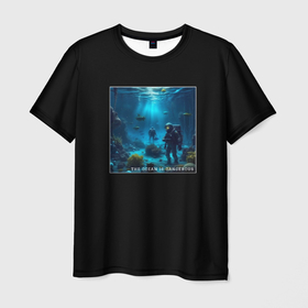 Мужская футболка 3D с принтом Аквалангист в океане в Курске, 100% полиэфир | прямой крой, круглый вырез горловины, длина до линии бедер | 