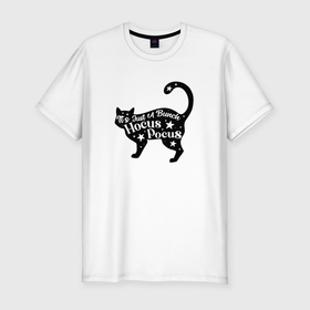 Мужская футболка хлопок Slim с принтом Черный кот хэллоуин звезды в Кировске, 92% хлопок, 8% лайкра | приталенный силуэт, круглый вырез ворота, длина до линии бедра, короткий рукав | 