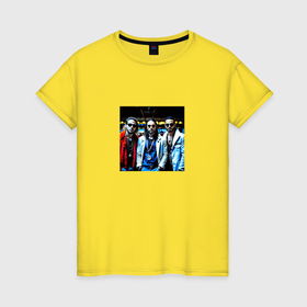 Женская футболка хлопок с принтом Imagine Dragons   музыкальная группа в Тюмени, 100% хлопок | прямой крой, круглый вырез горловины, длина до линии бедер, слегка спущенное плечо | 