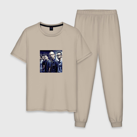 Мужская пижама хлопок с принтом Linkin Park   музыкальная группа в Новосибирске, 100% хлопок | брюки и футболка прямого кроя, без карманов, на брюках мягкая резинка на поясе и по низу штанин
 | 
