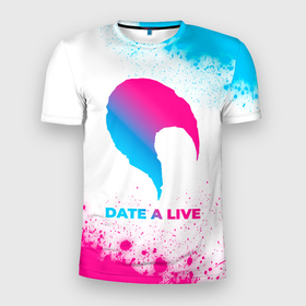Мужская футболка 3D Slim с принтом Date A Live neon gradient style в Екатеринбурге, 100% полиэстер с улучшенными характеристиками | приталенный силуэт, круглая горловина, широкие плечи, сужается к линии бедра | 