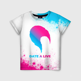 Детская футболка 3D с принтом Date A Live neon gradient style , 100% гипоаллергенный полиэфир | прямой крой, круглый вырез горловины, длина до линии бедер, чуть спущенное плечо, ткань немного тянется | 