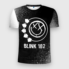 Мужская футболка 3D Slim с принтом Blink 182 glitch на темном фоне в Петрозаводске, 100% полиэстер с улучшенными характеристиками | приталенный силуэт, круглая горловина, широкие плечи, сужается к линии бедра | Тематика изображения на принте: 