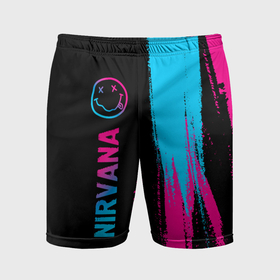 Мужские шорты спортивные с принтом Nirvana   neon gradient: по вертикали в Тюмени,  |  | 