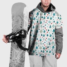 Накидка на куртку 3D с принтом Новогодние элементы елки снежинки шарики в Екатеринбурге, 100% полиэстер |  | 