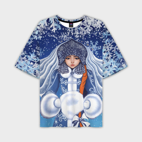 Мужская футболка oversize 3D с принтом Снегурочка внучка Деда мороза в Санкт-Петербурге,  |  | 