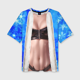 Женская футболка oversize 3D с принтом Костюм снегурочки с женским стройным телом ,  |  | 