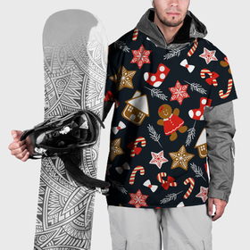 Накидка на куртку 3D с принтом Рождественские пряники   праздничный паттерн в Петрозаводске, 100% полиэстер |  | Тематика изображения на принте: 