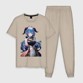 Мужская пижама хлопок с принтом Великолепная Гань Юй Genshin Impact в Курске, 100% хлопок | брюки и футболка прямого кроя, без карманов, на брюках мягкая резинка на поясе и по низу штанин
 | 