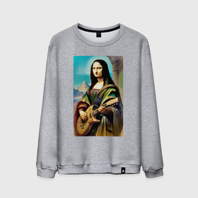 Мужской свитшот хлопок с принтом Мона Лиза лабает на гитаре , 100% хлопок |  | Тематика изображения на принте: 