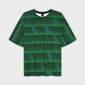 Мужская футболка oversize 3D с принтом Геометрические треугольники тёмно зелёный в Белгороде,  |  | 