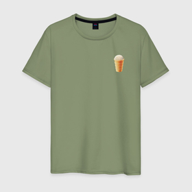 Мужская футболка хлопок с принтом Мороженое в стаканчиках в Кировске, 100% хлопок | прямой крой, круглый вырез горловины, длина до линии бедер, слегка спущенное плечо. | 