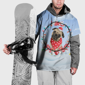 Накидка на куртку 3D с принтом Новогодний  мопс в Тюмени, 100% полиэстер |  | Тематика изображения на принте: 