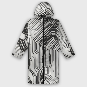 Мужской дождевик 3D с принтом Белые полосы на чёрном фоне в Петрозаводске,  |  | 