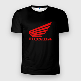 Мужская футболка 3D Slim с принтом Honda sportcar в Тюмени, 100% полиэстер с улучшенными характеристиками | приталенный силуэт, круглая горловина, широкие плечи, сужается к линии бедра | 